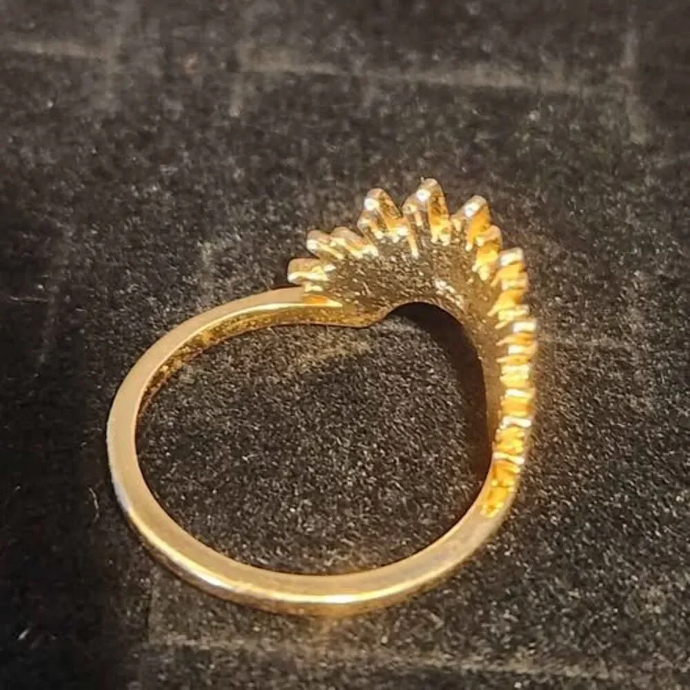 Sterling Silver Gold Vermeil Sunburst Ring, Size 9-9.5